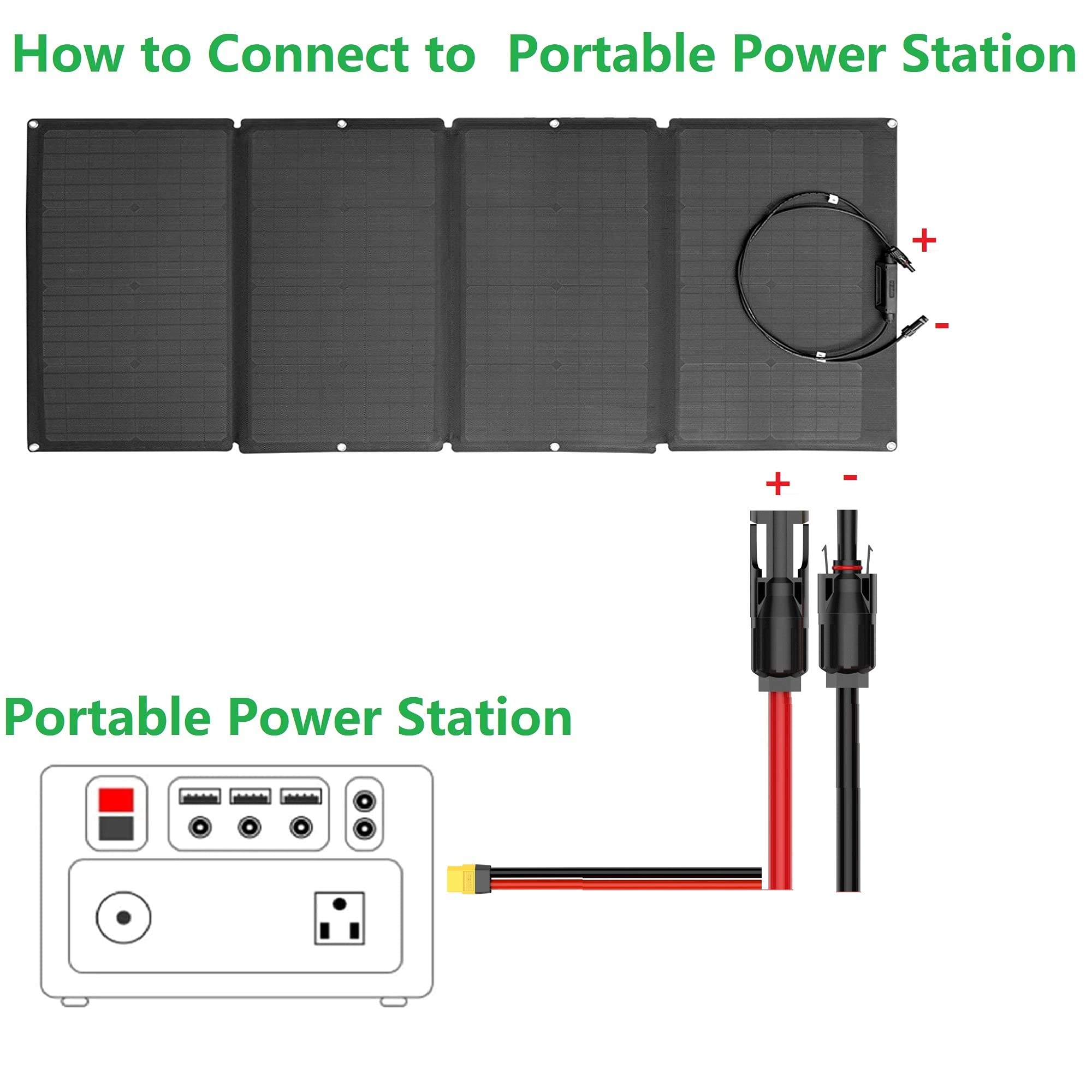 SolarEnz Solar ChargeCable Solar Connector to XT60 Adapter Connector Connect Solar Panel for Lipo Battery Pack EFDELTA Portable Power Station River 600 and Solar Generator 3.2M/10Ft