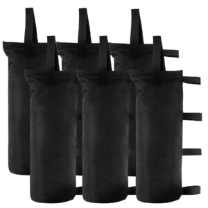 6-pack black canopy sandbags weight bags, outdoor pop up canopy tent gazebo weight sand bag anchor kit, sand bags without sand