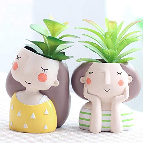 NC Flower Garden Home Decoration Planter Pot, Cute Flowerpot Planter Desktop Vase Home Office Bonsai Pot