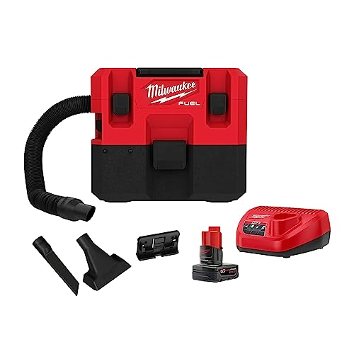 MilwaukeeTool 0960-21 12-Volt 1.6 Gal. Lithium-Ion Cordless WetDry Vacuum Kit with 6.0 Ah Battery and Charger