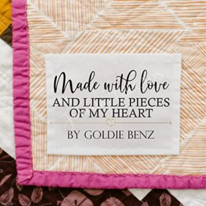 made with love and little pieces of my heart - personalized, modern quilt labels