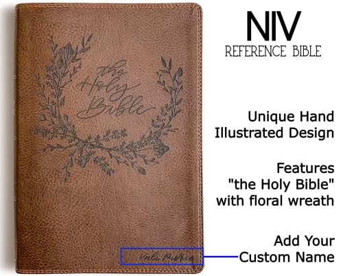 Hand Lettered and Laser Engraved NIV Reference Leathersoft Bible, Personalized Gift, Custom Name Engraving Available