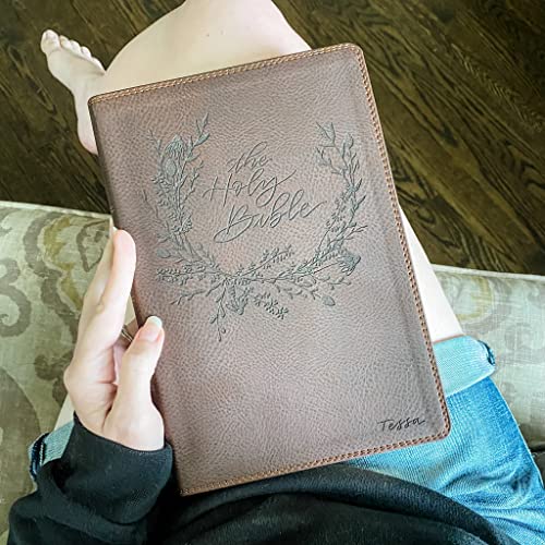 Hand Lettered and Laser Engraved NIV Reference Leathersoft Bible, Personalized Gift, Custom Name Engraving Available