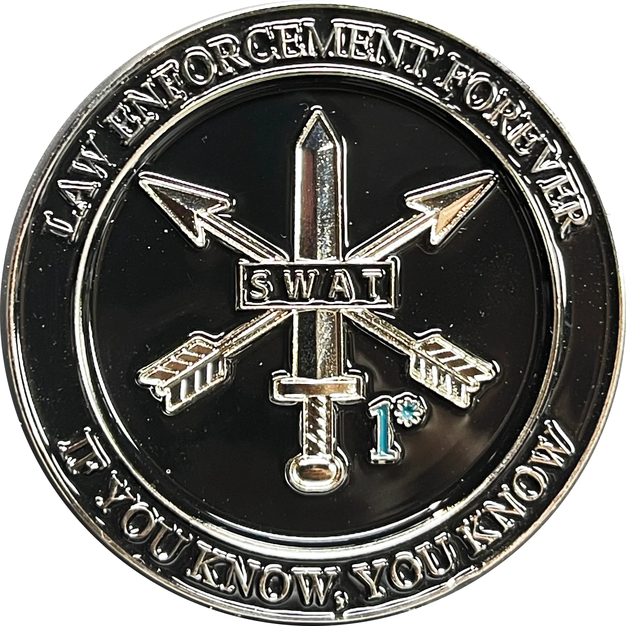 BL16-002 Police Swat 1* Thin Blue Line Challenge Coin Law Enforcement Forever IYKYK