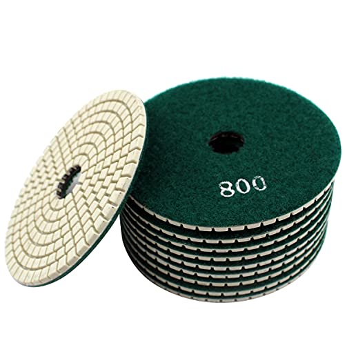 4" Diamond Polishing Pads Wet 800 Grit - Polishing Tile Stone Marble Granite Concrete Ceramics Glass 10Pcs