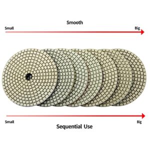 4" Diamond Polishing Pads Wet 800 Grit - Polishing Tile Stone Marble Granite Concrete Ceramics Glass 10Pcs