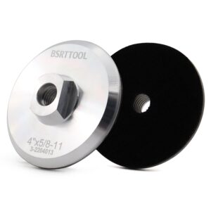 bsrttool 4 inch aluminum backer pad - hook loop backing pad 5/8"-11 thread angle grinder use (4 inch)