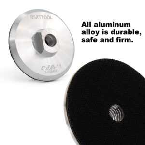 BSRTTOOL 4 Inch Aluminum Backer Pad - Hook Loop Backing Pad 5/8"-11 Thread Angle Grinder Use (4 INCH)