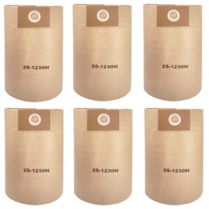 6-pack 25-1230 disposable filter bags replacement for stanley 4-5 gallon wet/dry vacuums sl18129, sl18130, sl18130p