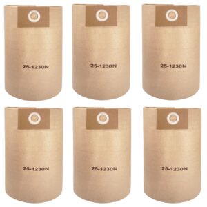 6-Pack 25-1230 Disposable Filter Bags Replacement for Stanley 4-5 Gallon Wet/Dry Vacuums SL18129, SL18130, SL18130P