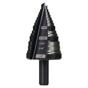 sharptool 1/4 to 1-3/8 inches hss step drill bit for metal, plastic, wood, aluminum, heavy duty unibit with multi hole sizes