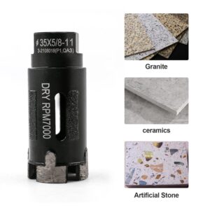 Dry Diamond Drill Bits Hole for Stone Marble Granite Concrete Ceramic Brick Tile 1-3/8inch 5/8"-11 Thread -35mm 1Pcs