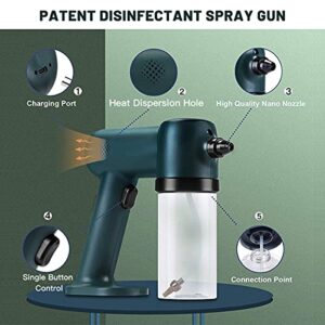 AICase Disinfectant Mist Gun, Electrostatic Nano Atomizer, Rechargeable Cordless ULV Sprayer, Handheld Fogger Spray Machine, Electric Disinfecting Mist Steam Gun for Home, Office, Car, Bathroom, Pest