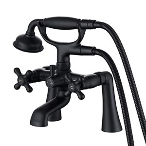 hanallx clawfoot tub faucet deck mount tub filler black vintage bathtub faucets brass with telephone shaped handheld shower