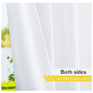 NICETOWN 2 Pieces Porch Curtains Outdoor Waterproof, Privacy Thermal Insulated Tab Top Sun/Rain Protection Indoor Outdoor Drape for Cabana/Pool, White, 55 by 84 inches