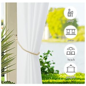 NICETOWN 2 Pieces Porch Curtains Outdoor Waterproof, Privacy Thermal Insulated Tab Top Sun/Rain Protection Indoor Outdoor Drape for Cabana/Pool, White, 55 by 84 inches