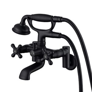 hanallx clawfoot tub faucet wall mount tub filler black vintage bathtub faucets brass with telephone shaped handheld shower