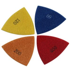 BSRTTOOl Triangular Diamond Polishing Pads 60 120 200 400 Grit Sanding Tile Stone Marble Concrete Ceramics Glass Wet Dry 4PCS