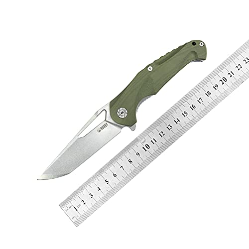 KUBEY Dugu KU210 Outdoor Folding Knife 3.58” Stonewashed D2 Blade and Ergonomics G10 Handle with Stainless Steel Pocket Clip for Hunting Fishing and Camping (Green_)