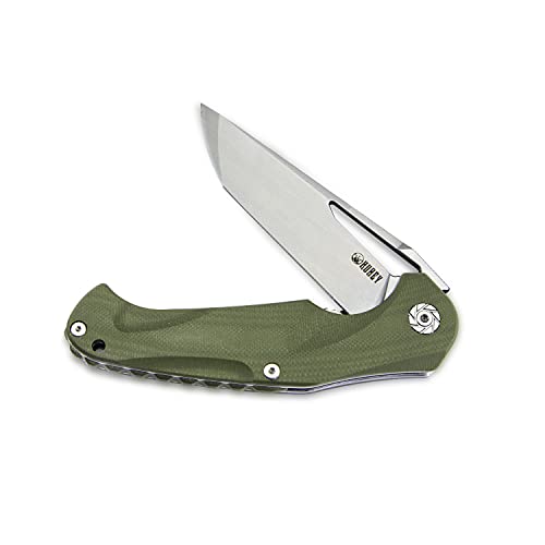 KUBEY Dugu KU210 Outdoor Folding Knife 3.58” Stonewashed D2 Blade and Ergonomics G10 Handle with Stainless Steel Pocket Clip for Hunting Fishing and Camping (Green_)