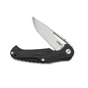 KUBEY Dugu KU210 Outdoor Folding Knife 3.58” Stonewashed D2 Blade and Ergonomics G10 Handle with Stainless Steel Pocket Clip for Hunting Fishing and Camping (Black_)