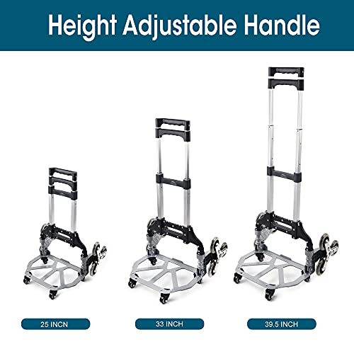 LEADALLWAY Shopping Carts for Groceries with 6+4 Wheels Portable Telescopic Handle Aluminum Stair Climbing Cart (with Rope+Shopping Bag)