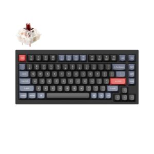 keychron q1 rgb wired custom mechanical keyboard, qmk/via programmable macro with 75% layout hot-swappable gateron g pro brown switch double gasket compatible with mac windows linux (black) -version 2
