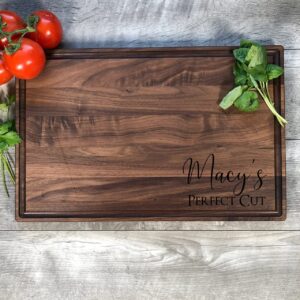 Custom Cutting Board. Personalized Cutting Board. Wedding Gifts. Bridal Shower Gifts. (Walnut, 9"x12" arched with groove)