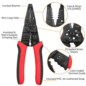 Neoteck Non-Contact Voltage Tester Pen and 8 Inch Wire Stripper Crimper Cutter 10-22 AWG, Must-Have Multi-Function Tool Kit