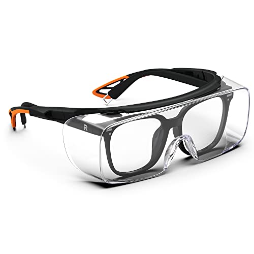 TOREGE Safety Glasses, Anti Fog Safety Glasses Over Glasses, Safety Goggles With HD Lenses,Medical Goggles For Men&Women (Black/Clear Lens)