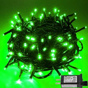 pooqla green string lights st patrick's day decoration, 200 led 66 ft indoor outdoor led green lights, 8 modes twinkle fairy lights for yard patio wedding party st patrick's day decoration