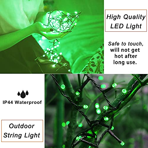 Pooqla Green String Lights St Patrick's Day Decoration, 200 LED 66 ft Indoor Outdoor LED Green Lights, 8 Modes Twinkle Fairy Lights for Yard Patio Wedding Party St Patrick's Day Decoration