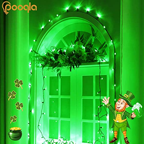 Pooqla Green String Lights St Patrick's Day Decoration, 200 LED 66 ft Indoor Outdoor LED Green Lights, 8 Modes Twinkle Fairy Lights for Yard Patio Wedding Party St Patrick's Day Decoration