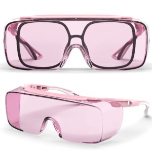 meigix safety glasses anti fog goggles protective eyewear blue light blocking anti dust uv protection glasses for men women (pink)