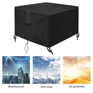 OKPOW Fire Pit Cover Square, Fits 30 inch Gas Firepit, Premium 600D Heavy Duty Waterproof Rip Proof Patio Outdoor Fire Table Protection Covers, Black