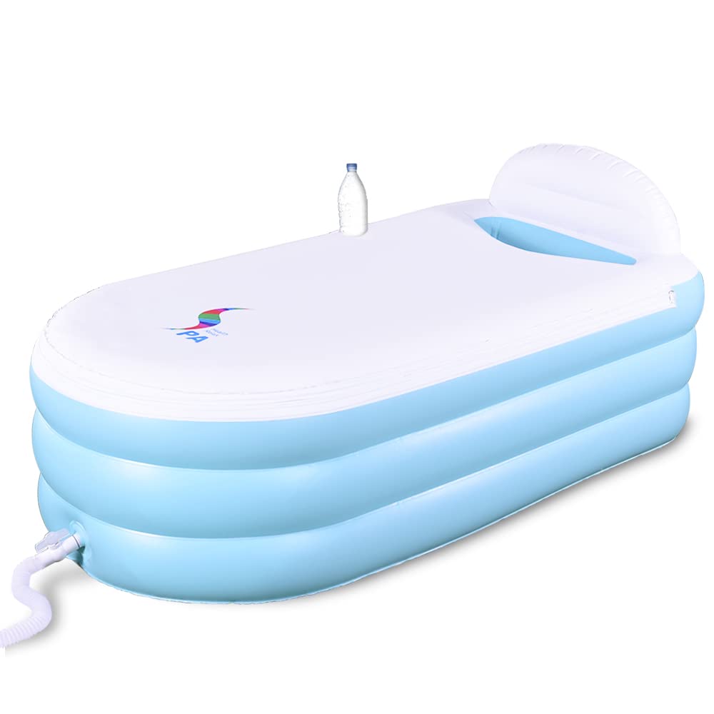 Portable Plastic Bathtub,Folding Spa BathTub for Adults, Freestanding Soaking Tub Non-Inflatable Ice Bath Tub, Thickened Thermal Foam to Keep Temperature (Inflatable Bathtub)