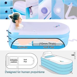 Portable Plastic Bathtub,Folding Spa BathTub for Adults, Freestanding Soaking Tub Non-Inflatable Ice Bath Tub, Thickened Thermal Foam to Keep Temperature (Inflatable Bathtub)