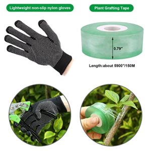 Fixm Pruning Shears for Gardening, Heavy Duty Garden Pruner for Plant, Shrubs, Bonsai Tree. Gardening Hand Scissors Set for Plant Fruit Trimming with Garden Gloves, Grafting Tape, Replacement Spring