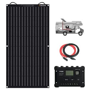 100 watts etfe flexible monocrystalline panel solar rv kits with 20a pwm lcd charge controller off-grid for rv boat cabin van car uneven surfaces