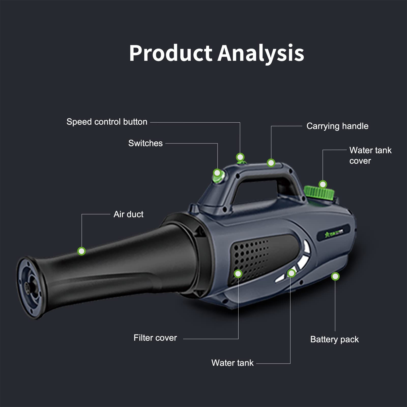 SEHGOUN Disinfection Fogger,6 Position Spray Regulator 25ft Effective Spray Range with 2L/0.53 Gallon Tank,2 Pcs Rechargeable Lithium Battery,Essential Product for Disinfection and Epidemic Prevention