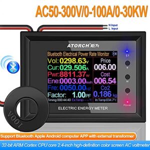 AT24C 100A 2.4 inch Digital Multimeter Voltmeter Meters Indicator AC Voltmeter and Auto-Fast Accurately Measures Power Energy Ammeter Current Amps Volt Wattmeter Tester Detector