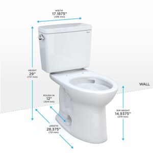 TOTO Drake Two-Piece Elongated 1.6 GPF TORNADO FLUSH Toilet with CEFIONTECT, Cotton White - CST776CSG#01