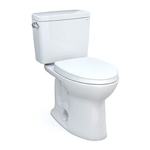 toto drake two-piece elongated 1.28 gpf universal height tornado flush toilet with 10 inch rough-in, cefiontect, and softclose seat, washlet+ ready, cotton white - ms776124cefg.10#01