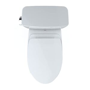 TOTO Drake Two-Piece Elongated 1.28 GPF Universal Height TORNADO FLUSH Toilet with 10 Inch Rough-In, CEFIONTECT, and SoftClose Seat, WASHLET+ Ready, Cotton White - MS776124CEFG.10#01