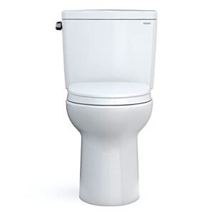 TOTO Drake Two-Piece Elongated 1.28 GPF Universal Height TORNADO FLUSH Toilet with 10 Inch Rough-In, CEFIONTECT, and SoftClose Seat, WASHLET+ Ready, Cotton White - MS776124CEFG.10#01