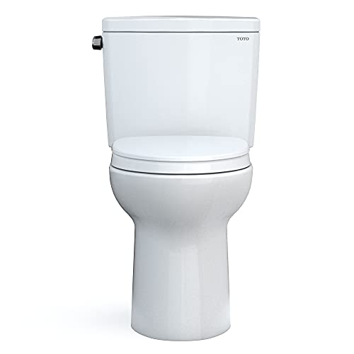 TOTO Drake Two-Piece Elongated 1.28 GPF Universal Height TORNADO FLUSH Toilet with 10 Inch Rough-In, CEFIONTECT, and SoftClose Seat, WASHLET+ Ready, Cotton White - MS776124CEFG.10#01