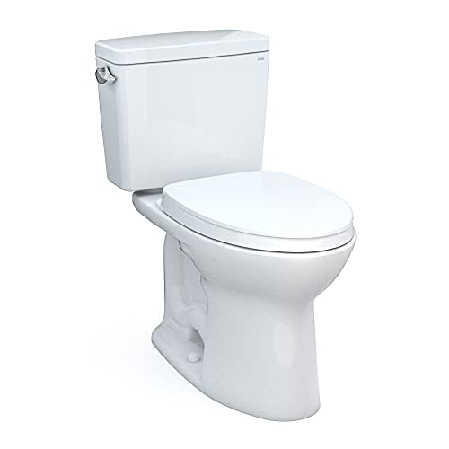 TOTO Drake Two-Piece Elongated 1.6 GPF Universal Height TORNADO FLUSH Toilet with CEFIONTECT and SoftClose Seat, WASHLET+ Ready, Cotton White - MS776124CSFG#01