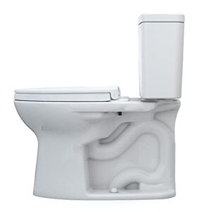 TOTO Drake Two-Piece Elongated 1.6 GPF Universal Height TORNADO FLUSH Toilet with CEFIONTECT and SoftClose Seat, WASHLET+ Ready, Cotton White - MS776124CSFG#01