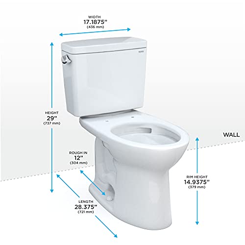 TOTO Drake Two-Piece Elongated 1.28 GPF TORNADO FLUSH Toilet with CEFIONTECT, Cotton White - CST776CEG#01