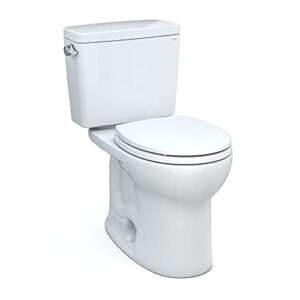 TOTO Drake Two-Piece Round 1.6 GPF Universal Height TORNADO FLUSH Toilet with CEFIONTECT, Cotton White - CST775CSFG#01